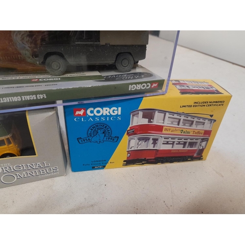 233 - Die cast toy cars : Corgi land Rover, boxes have been opened