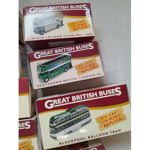 328 - Die cast toy cars in boxes but stored out of boxes : Atlas Editions Great British Buses