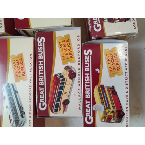 328 - Die cast toy cars in boxes but stored out of boxes : Atlas Editions Great British Buses