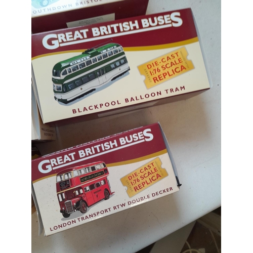 328 - Die cast toy cars in boxes but stored out of boxes : Atlas Editions Great British Buses