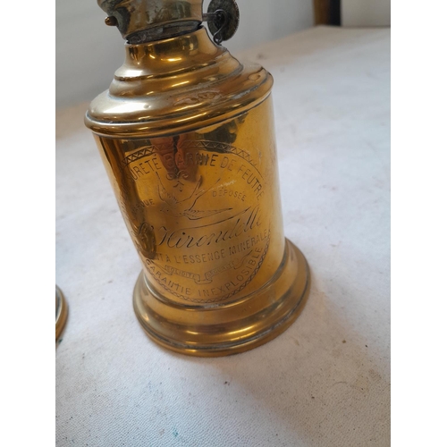 588 - Pair of French brass pigeon lamps