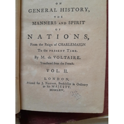 601 - 4 x volumes : Voltaire 1764 printed for Nourse bookseler ,A Supplement to the Essay on General Histo... 