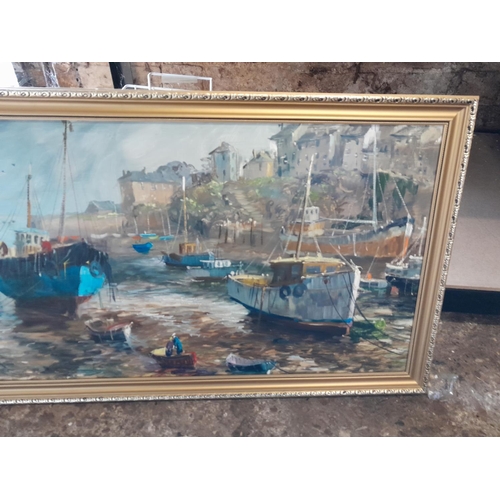 3 - 20 th century oil on canvas by Terry Burke of Brixham Harbour