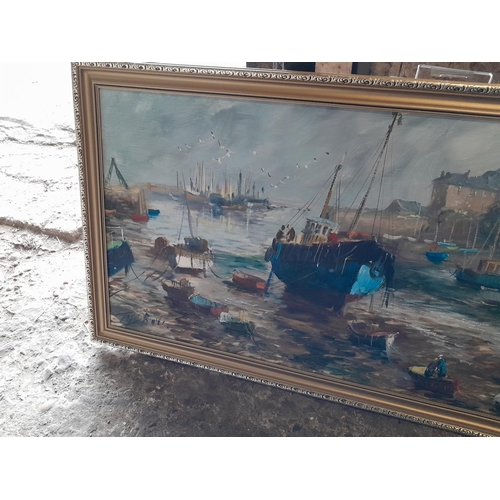 3 - 20 th century oil on canvas by Terry Burke of Brixham Harbour