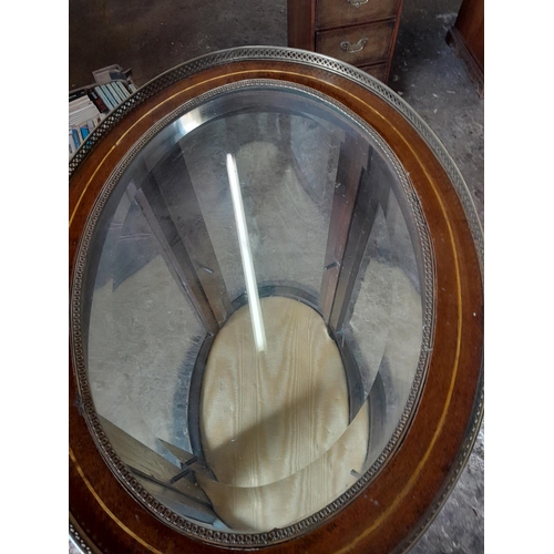 6 - Early 20th century French oval display cabinet with galleried top, bevelled glass and brass mounts 3... 