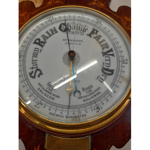 16 - Edwardian inlaid mahogany barometer, cracked glass