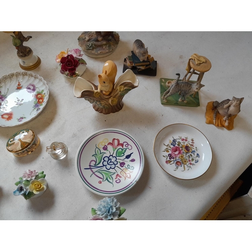 19 - Decorative china, resin ornaments, Capo Dimonte, Poole dish etc.