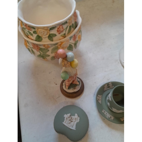 27 - Decorative china : Wedgwood Jasperware, Capo figure etc.