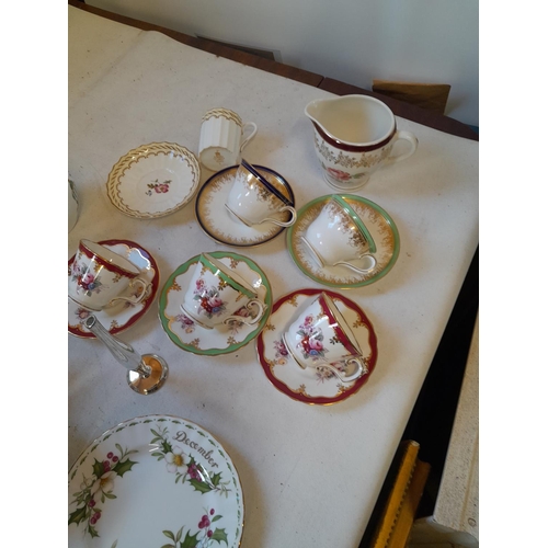 30 - Decorative china : tea ware, boxed Waterford crystal glass scallop, plated tray , wall plaque etc