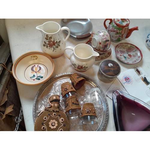 31 - Decorative china and glassware : Whitefriars red glass bubble dish etc.