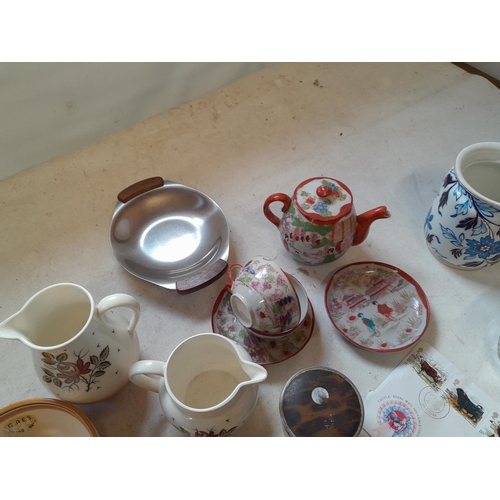 31 - Decorative china and glassware : Whitefriars red glass bubble dish etc.