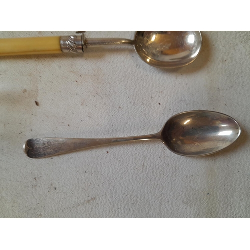 122 - Silver plated cutlery, 1 x silver tea spoon etc