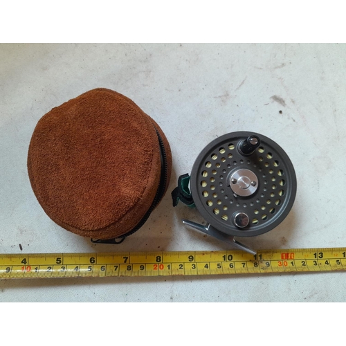 178 - Orvis Battenkill trout fishing reel in leather pouch