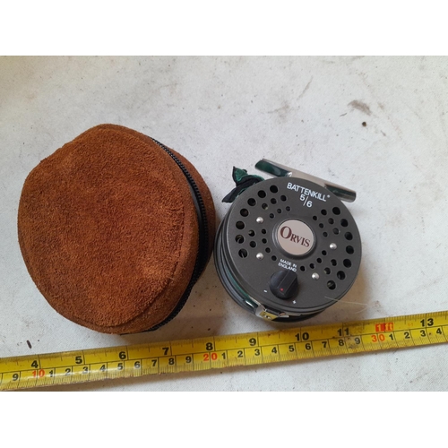 178 - Orvis Battenkill trout fishing reel in leather pouch