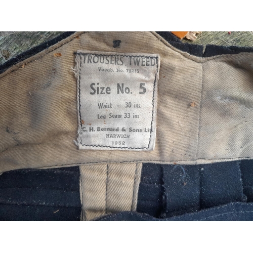 521 - Vintage tweed size 5 military dress trousers, note moth holes & early 20th century Indian army gold ... 