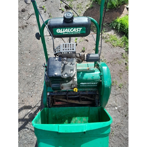 129 - Qualcast cylinder petrol mower with grass box
