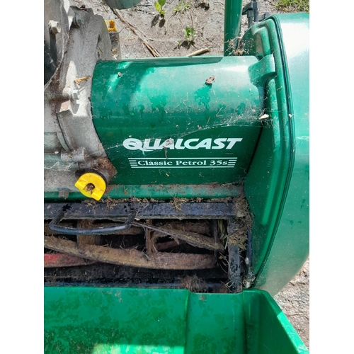 129 - Qualcast cylinder petrol mower with grass box