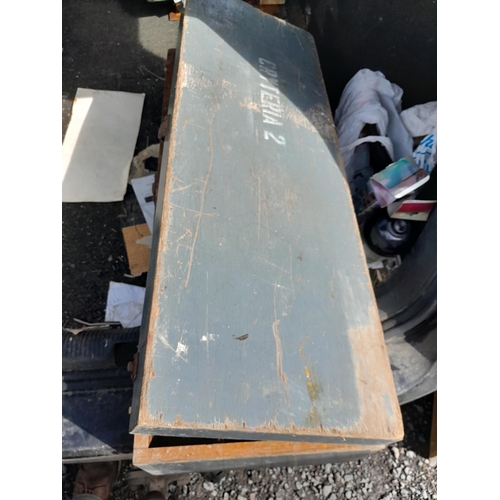 135 - Box of oddments : 2 x moulding planes, door handles etc.