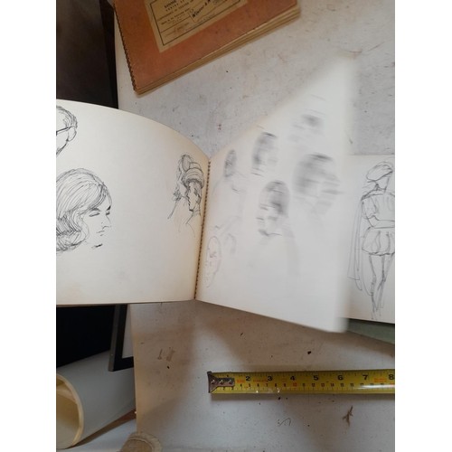 136 - Sketchbooks and pads and loose pen and ink and pastels by Gerald Moneypenny dating from 1950s to ear... 