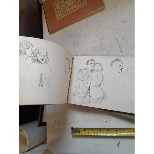 136 - Sketchbooks and pads and loose pen and ink and pastels by Gerald Moneypenny dating from 1950s to ear... 