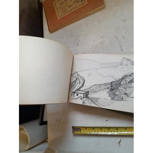 136 - Sketchbooks and pads and loose pen and ink and pastels by Gerald Moneypenny dating from 1950s to ear... 