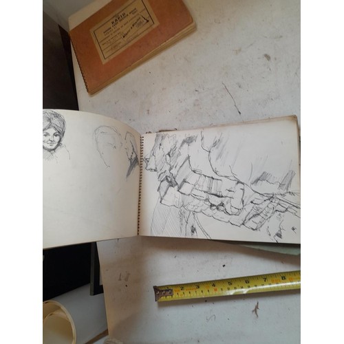 136 - Sketchbooks and pads and loose pen and ink and pastels by Gerald Moneypenny dating from 1950s to ear... 