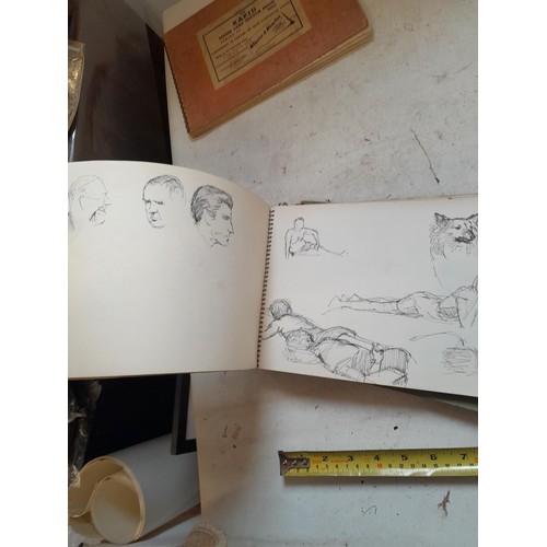 136 - Sketchbooks and pads and loose pen and ink and pastels by Gerald Moneypenny dating from 1950s to ear... 
