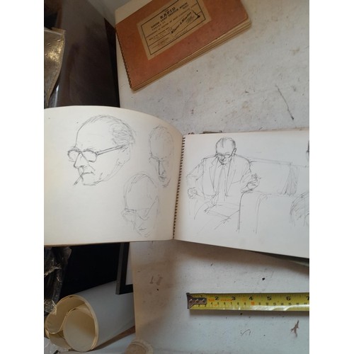 136 - Sketchbooks and pads and loose pen and ink and pastels by Gerald Moneypenny dating from 1950s to ear... 