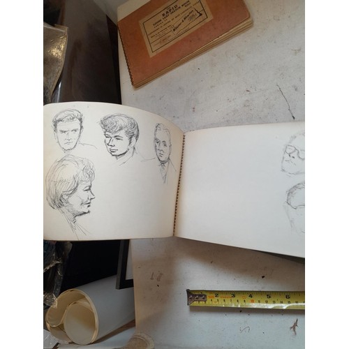 136 - Sketchbooks and pads and loose pen and ink and pastels by Gerald Moneypenny dating from 1950s to ear... 