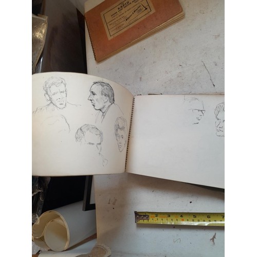 136 - Sketchbooks and pads and loose pen and ink and pastels by Gerald Moneypenny dating from 1950s to ear... 