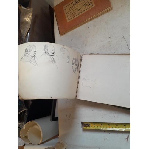 136 - Sketchbooks and pads and loose pen and ink and pastels by Gerald Moneypenny dating from 1950s to ear... 