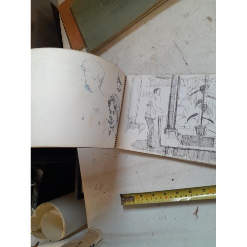 136 - Sketchbooks and pads and loose pen and ink and pastels by Gerald Moneypenny dating from 1950s to ear... 