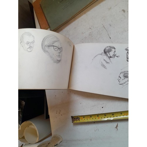 136 - Sketchbooks and pads and loose pen and ink and pastels by Gerald Moneypenny dating from 1950s to ear... 