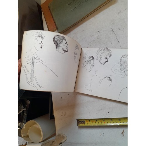 136 - Sketchbooks and pads and loose pen and ink and pastels by Gerald Moneypenny dating from 1950s to ear... 