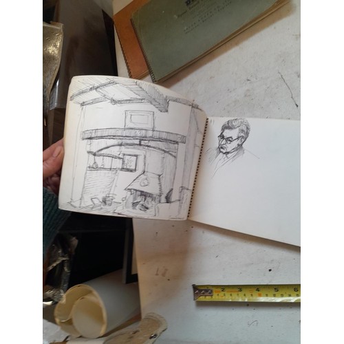 136 - Sketchbooks and pads and loose pen and ink and pastels by Gerald Moneypenny dating from 1950s to ear... 