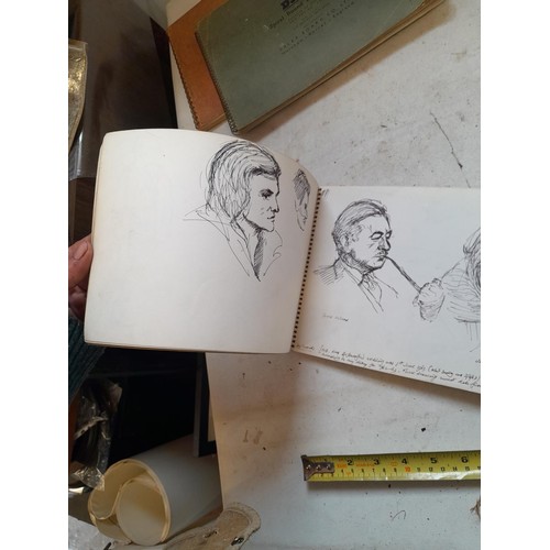 136 - Sketchbooks and pads and loose pen and ink and pastels by Gerald Moneypenny dating from 1950s to ear... 