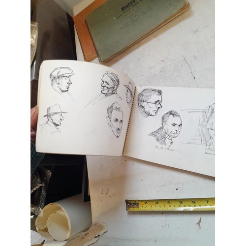 136 - Sketchbooks and pads and loose pen and ink and pastels by Gerald Moneypenny dating from 1950s to ear... 