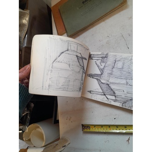 136 - Sketchbooks and pads and loose pen and ink and pastels by Gerald Moneypenny dating from 1950s to ear... 