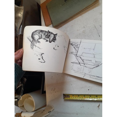 136 - Sketchbooks and pads and loose pen and ink and pastels by Gerald Moneypenny dating from 1950s to ear... 
