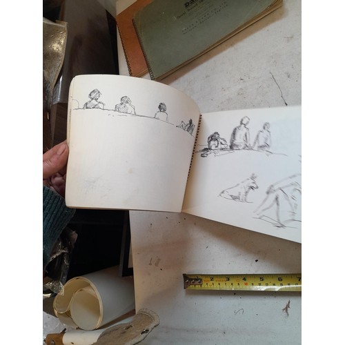 136 - Sketchbooks and pads and loose pen and ink and pastels by Gerald Moneypenny dating from 1950s to ear... 