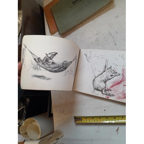 136 - Sketchbooks and pads and loose pen and ink and pastels by Gerald Moneypenny dating from 1950s to ear... 