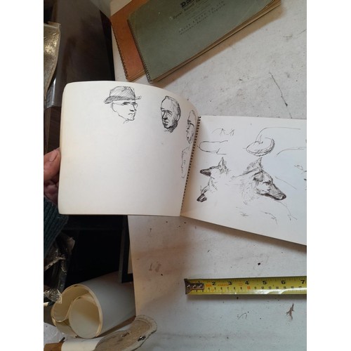 136 - Sketchbooks and pads and loose pen and ink and pastels by Gerald Moneypenny dating from 1950s to ear... 