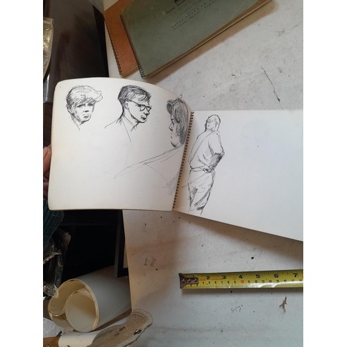 136 - Sketchbooks and pads and loose pen and ink and pastels by Gerald Moneypenny dating from 1950s to ear... 
