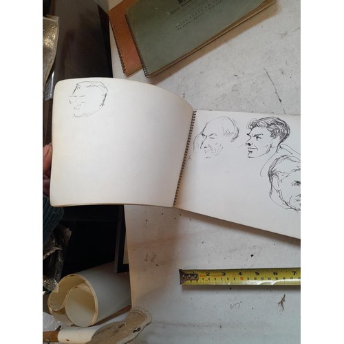 136 - Sketchbooks and pads and loose pen and ink and pastels by Gerald Moneypenny dating from 1950s to ear... 