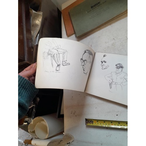136 - Sketchbooks and pads and loose pen and ink and pastels by Gerald Moneypenny dating from 1950s to ear... 
