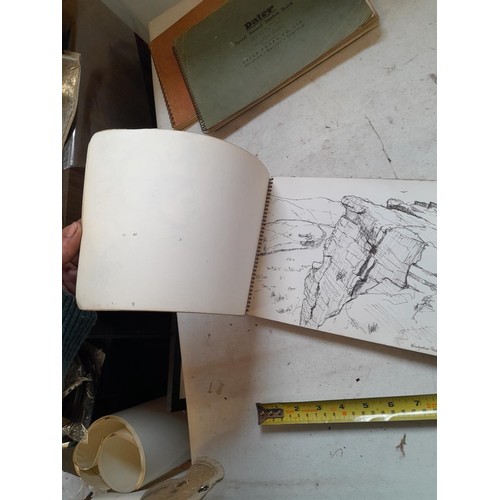 136 - Sketchbooks and pads and loose pen and ink and pastels by Gerald Moneypenny dating from 1950s to ear... 