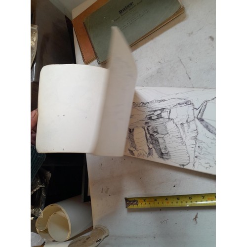 136 - Sketchbooks and pads and loose pen and ink and pastels by Gerald Moneypenny dating from 1950s to ear... 