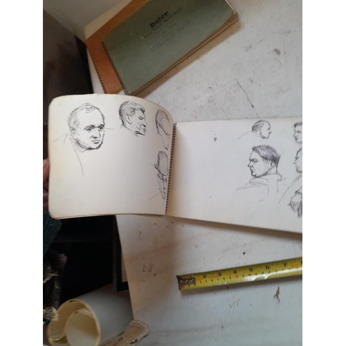 136 - Sketchbooks and pads and loose pen and ink and pastels by Gerald Moneypenny dating from 1950s to ear... 