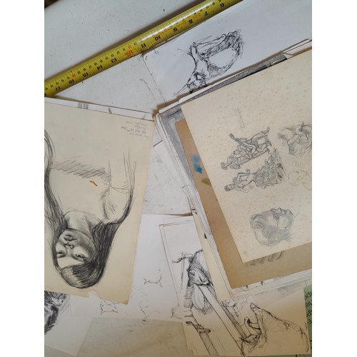 136 - Sketchbooks and pads and loose pen and ink and pastels by Gerald Moneypenny dating from 1950s to ear... 