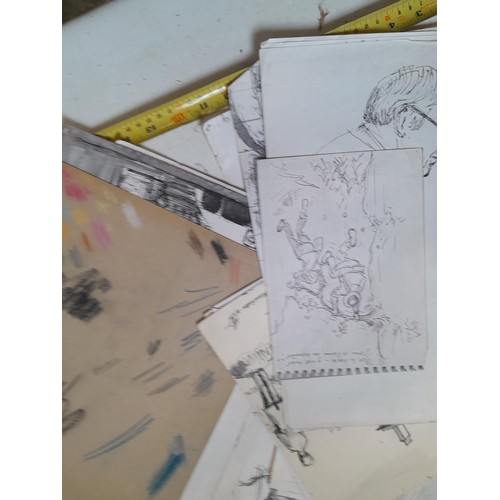 136 - Sketchbooks and pads and loose pen and ink and pastels by Gerald Moneypenny dating from 1950s to ear... 